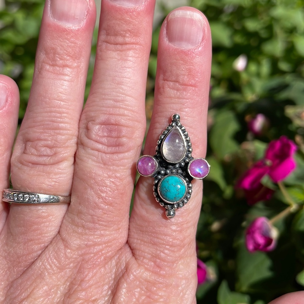 Moonstone and Turquoise Ring